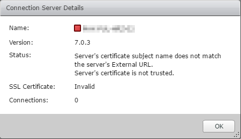 Horizon View Certificate Error